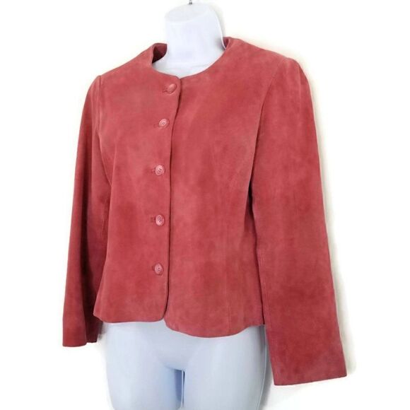 Pendleton Women's Petite Size Small Pink 5-button Leather Jacket - Picture 2 of 10